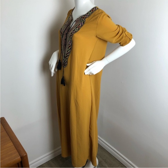 Mustard Yellow Embroidered Maxi Dress - Picture 7 of 10
